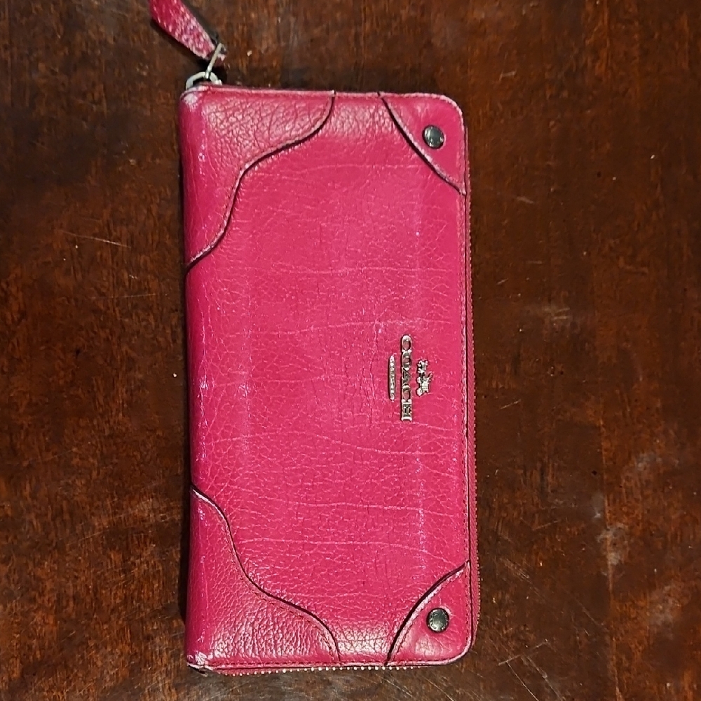 Coach Fuchsia Leather Wristlet